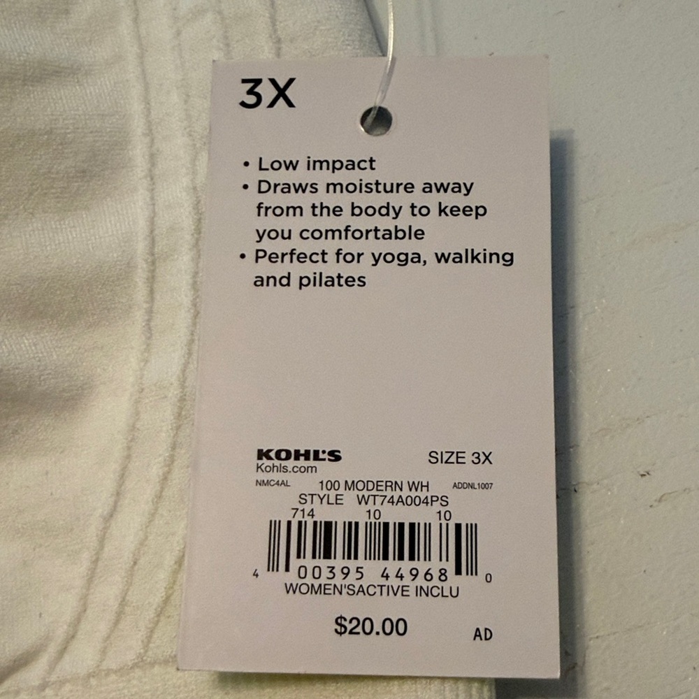 Tek Gear Women's NEW WITH TAGS White Wicking Sports Bra Size 3X - Picture 3 of 8